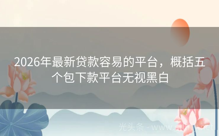 2026年最新贷款容易的平台，概括五个包下款平台无视黑白