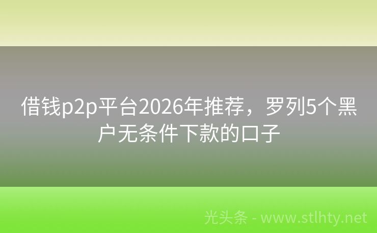 借钱p2p平台2026年推荐，罗列5个黑户无条件下款的口子