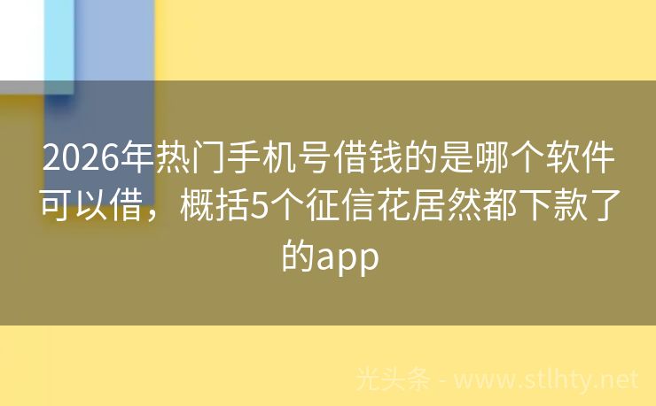 2026年热门手机号借钱的是哪个软件可以借，概括5个征信花居然都下款了的app