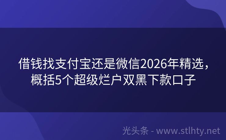 借钱找支付宝还是微信2026年精选，概括5个超级烂户双黑下款口子