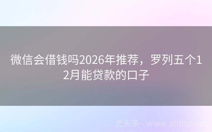 微信会借钱吗2026年推荐，罗列五个12月能贷款的口子