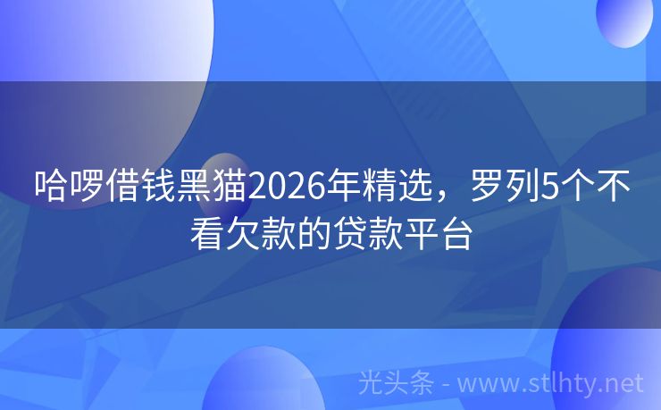 哈啰借钱黑猫2026年精选，罗列5个不看欠款的贷款平台