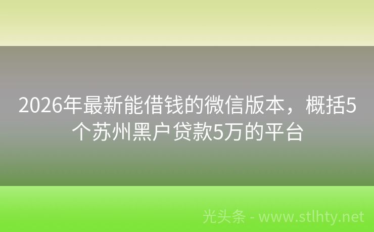 2026年最新能借钱的微信版本，概括5个苏州黑户贷款5万的平台