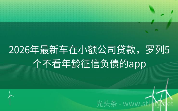 2026年最新车在小额公司贷款，罗列5个不看年龄征信负债的app