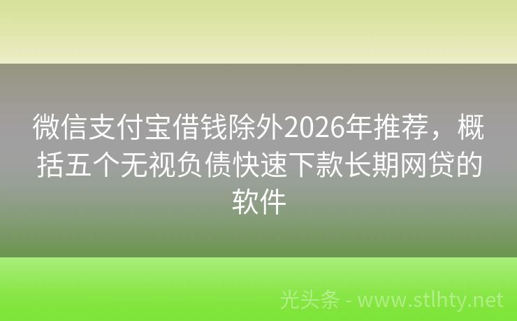 微信支付宝借钱除外2026年推荐，概括五个无视负债快速下款长期网贷的软件