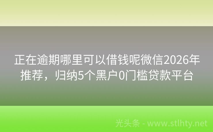 正在逾期哪里可以借钱呢微信2026年推荐，归纳5个黑户0门槛贷款平台