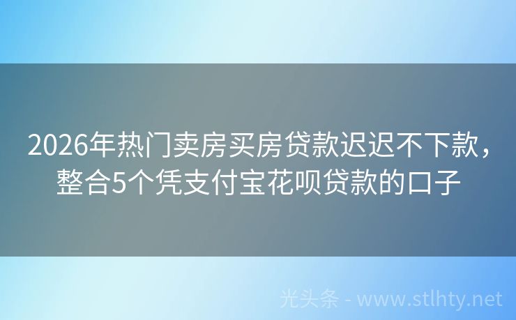 2026年热门卖房买房贷款迟迟不下款，整合5个凭支付宝花呗贷款的口子