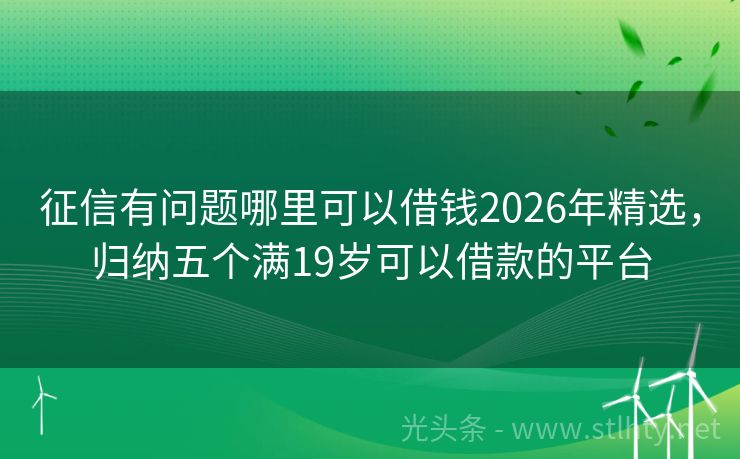 征信有问题哪里可以借钱2026年精选，归纳五个满19岁可以借款的平台