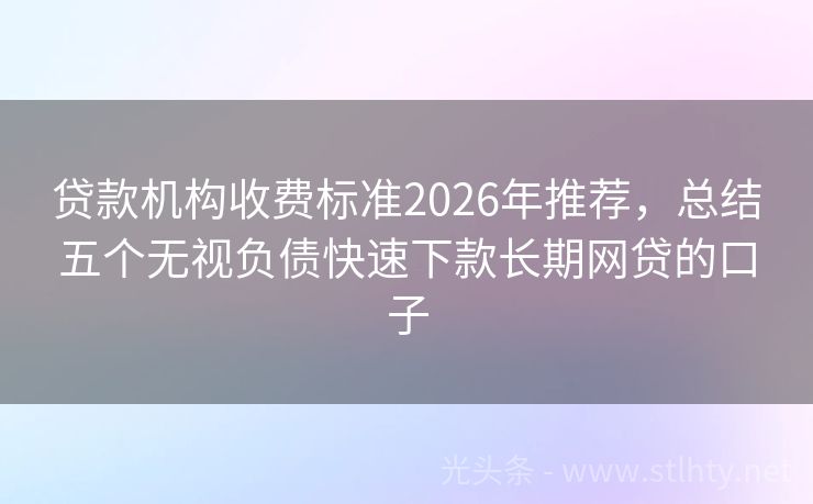 贷款机构收费标准2026年推荐，总结五个无视负债快速下款长期网贷的口子