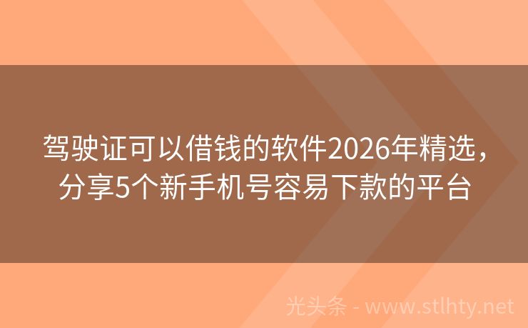 驾驶证可以借钱的软件2026年精选，分享5个新手机号容易下款的平台