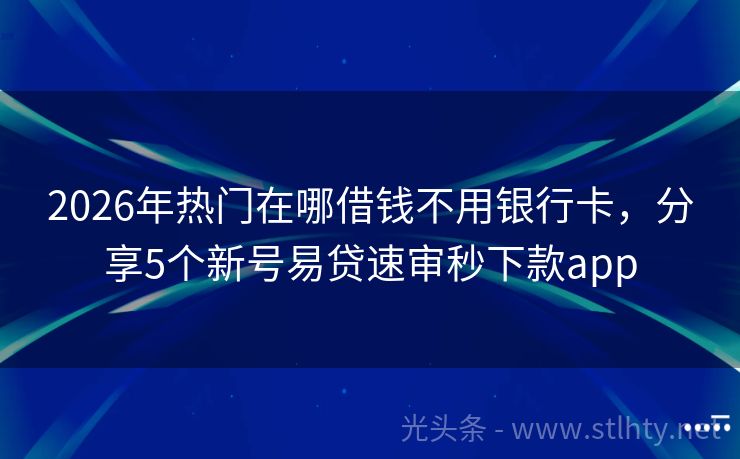 2026年热门在哪借钱不用银行卡，分享5个新号易贷速审秒下款app