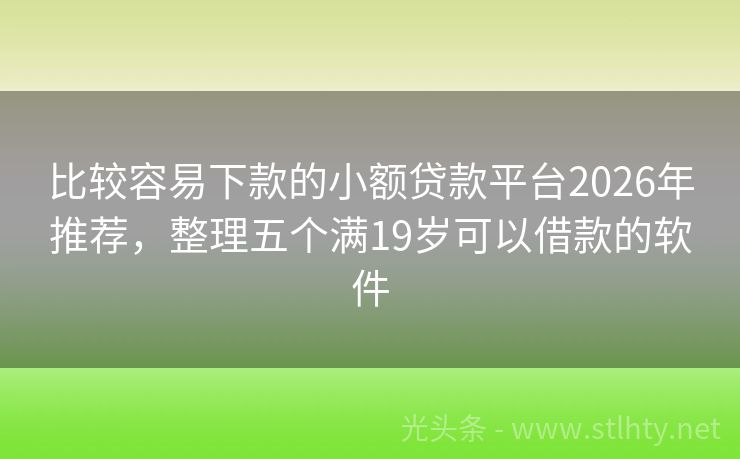 比较容易下款的小额贷款平台2026年推荐，整理五个满19岁可以借款的软件