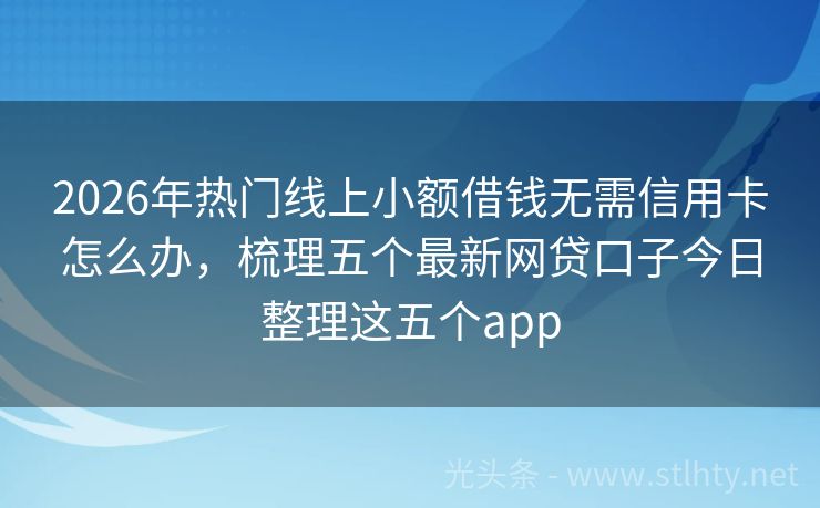 2026年热门线上小额借钱无需信用卡怎么办，梳理五个最新网贷口子今日整理这五个app