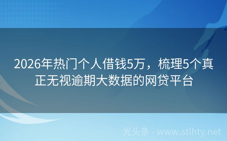 2026年热门个人借钱5万，梳理5个真正无视逾期大数据的网贷平台