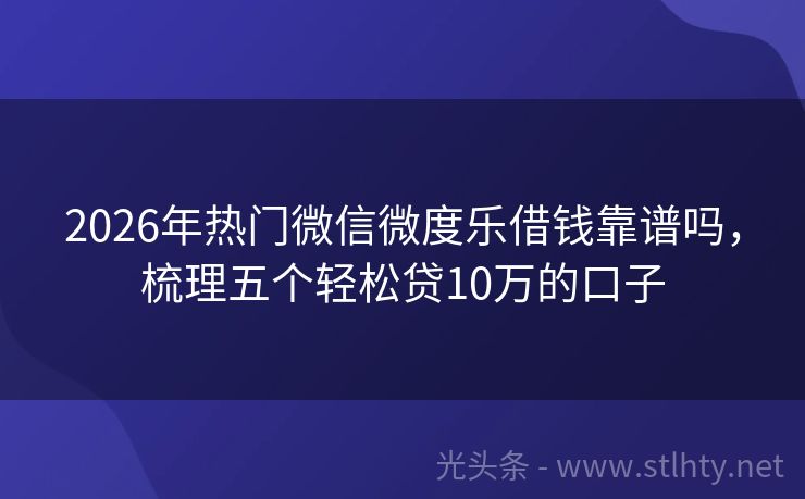 2026年热门微信微度乐借钱靠谱吗，梳理五个轻松贷10万的口子