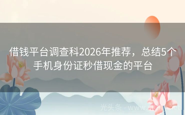 借钱平台调查科2026年推荐，总结5个手机身份证秒借现金的平台