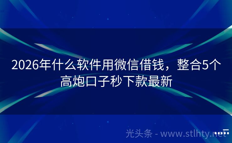 2026年什么软件用微信借钱，整合5个高炮口子秒下款最新