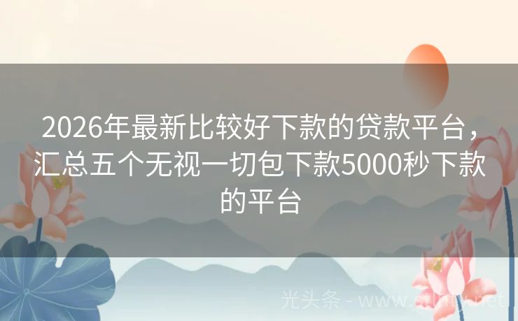 2026年最新比较好下款的贷款平台，汇总五个无视一切包下款5000秒下款的平台
