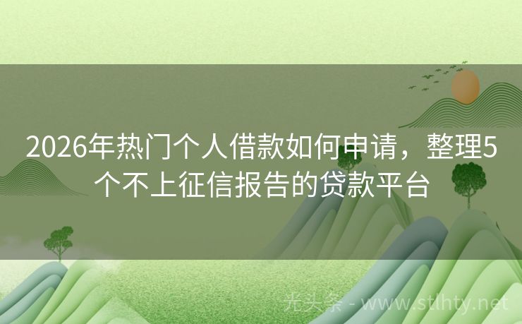 2026年热门个人借款如何申请，整理5个不上征信报告的贷款平台