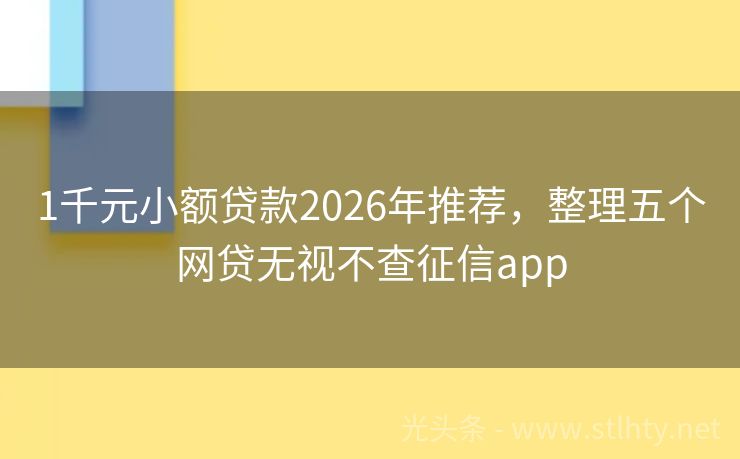 1千元小额贷款2026年推荐，整理五个网贷无视不查征信app