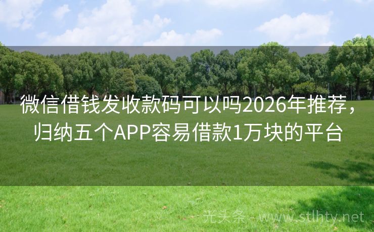 微信借钱发收款码可以吗2026年推荐，归纳五个APP容易借款1万块的平台