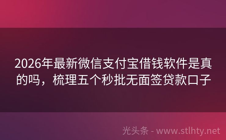 2026年最新微信支付宝借钱软件是真的吗，梳理五个秒批无面签贷款口子