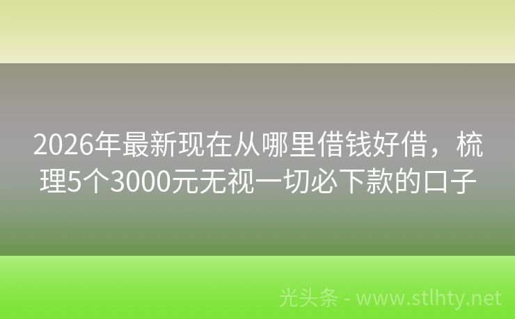 2026年最新现在从哪里借钱好借，梳理5个3000元无视一切必下款的口子