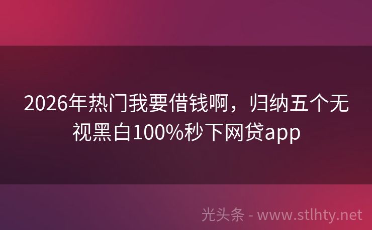 2026年热门我要借钱啊，归纳五个无视黑白100%秒下网贷app