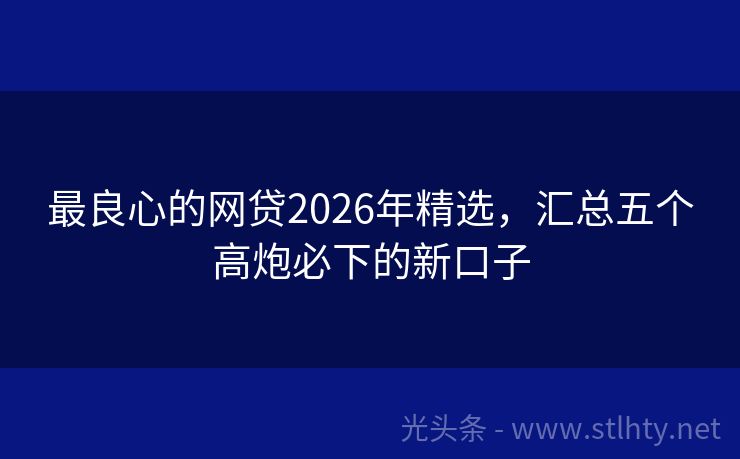 最良心的网贷2026年精选，汇总五个高炮必下的新口子