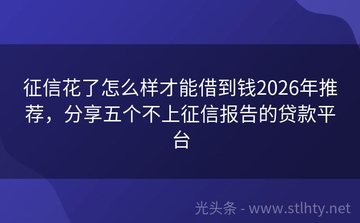 征信花了怎么样才能借到钱2026年推荐，分享五个不上征信报告的贷款平台