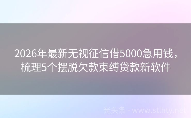 2026年最新无视征信借5000急用钱，梳理5个摆脱欠款束缚贷款新软件