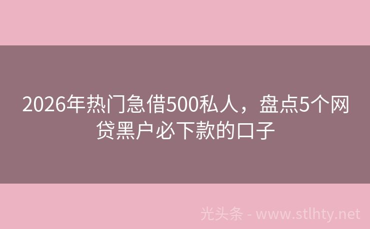 2026年热门急借500私人，盘点5个网贷黑户必下款的口子