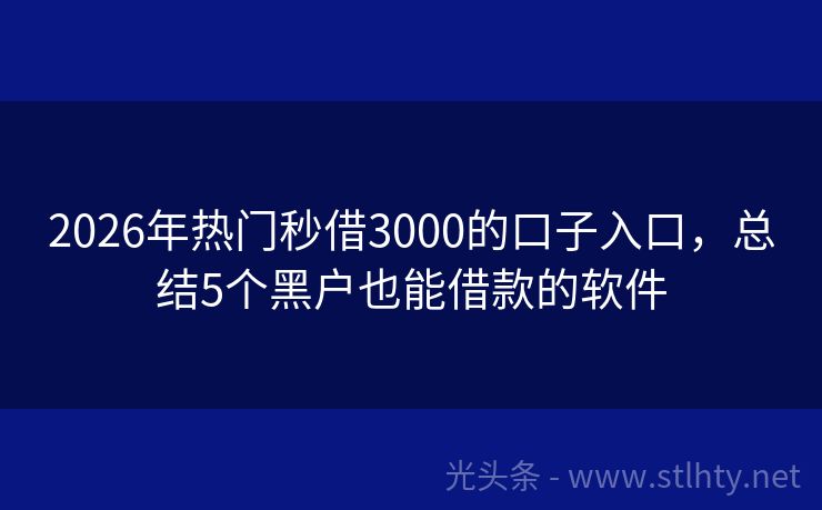 2026年热门秒借3000的口子入口，总结5个黑户也能借款的软件