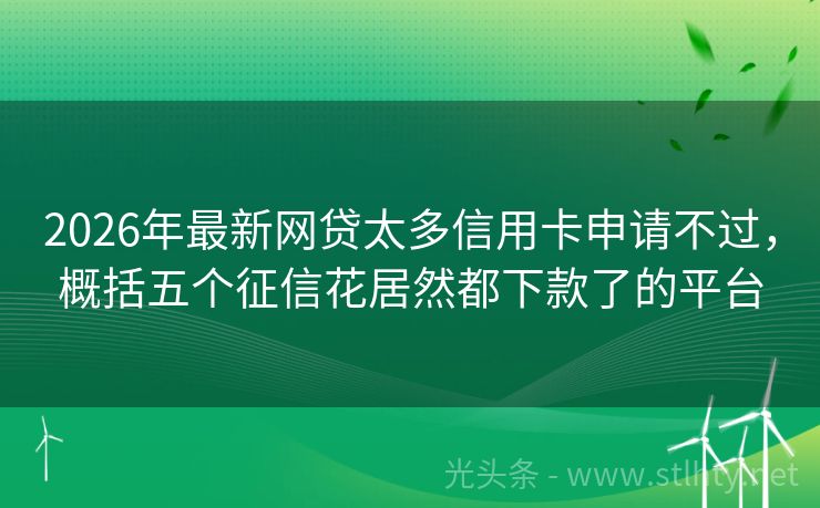 2026年最新网贷太多信用卡申请不过，概括五个征信花居然都下款了的平台