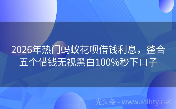 2026年热门蚂蚁花呗借钱利息，整合五个借钱无视黑白100%秒下口子