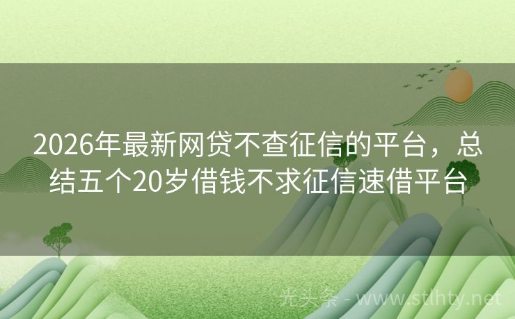 2026年最新网贷不查征信的平台，总结五个20岁借钱不求征信速借平台