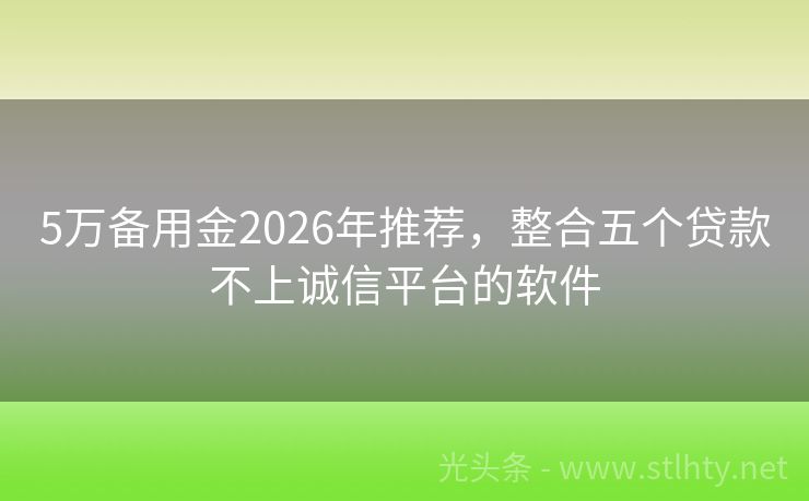 5万备用金2026年推荐，整合五个贷款不上诚信平台的软件