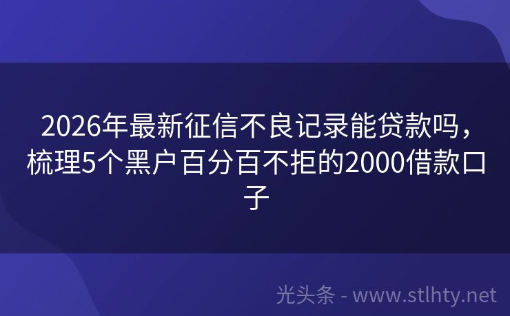 2026年最新征信不良记录能贷款吗，梳理5个黑户百分百不拒的2000借款口子