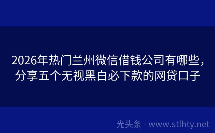2026年热门兰州微信借钱公司有哪些，分享五个无视黑白必下款的网贷口子