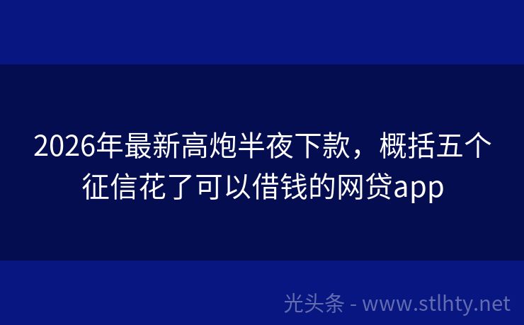 2026年最新高炮半夜下款，概括五个征信花了可以借钱的网贷app