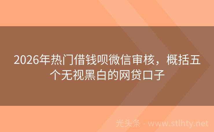 2026年热门借钱呗微信审核，概括五个无视黑白的网贷口子