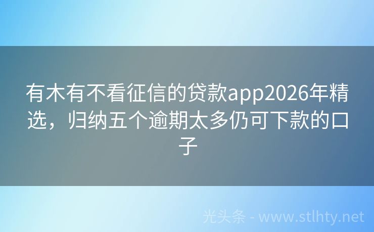 有木有不看征信的贷款app2026年精选，归纳五个逾期太多仍可下款的口子