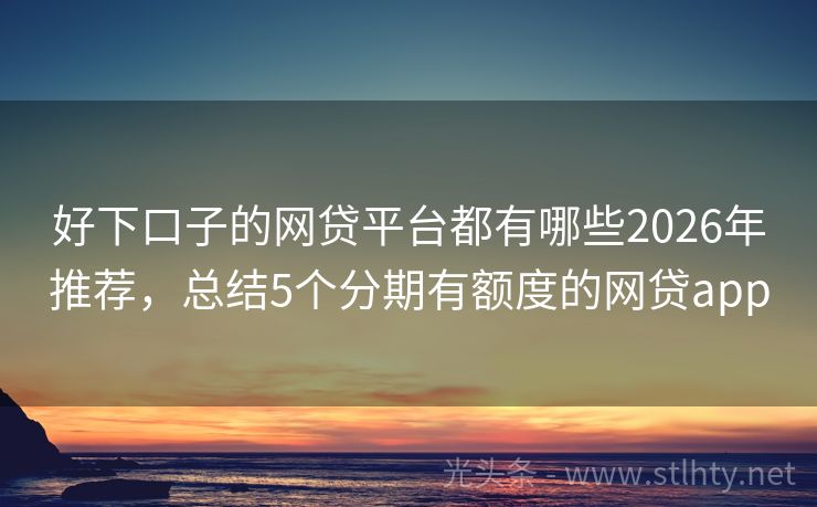 好下口子的网贷平台都有哪些2026年推荐，总结5个分期有额度的网贷app