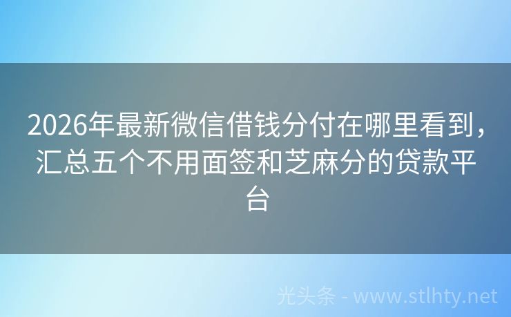 2026年最新微信借钱分付在哪里看到，汇总五个不用面签和芝麻分的贷款平台