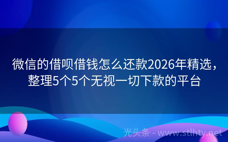 微信的借呗借钱怎么还款2026年精选，整理5个5个无视一切下款的平台