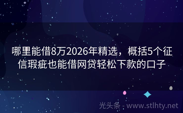 哪里能借8万2026年精选，概括5个征信瑕疵也能借网贷轻松下款的口子