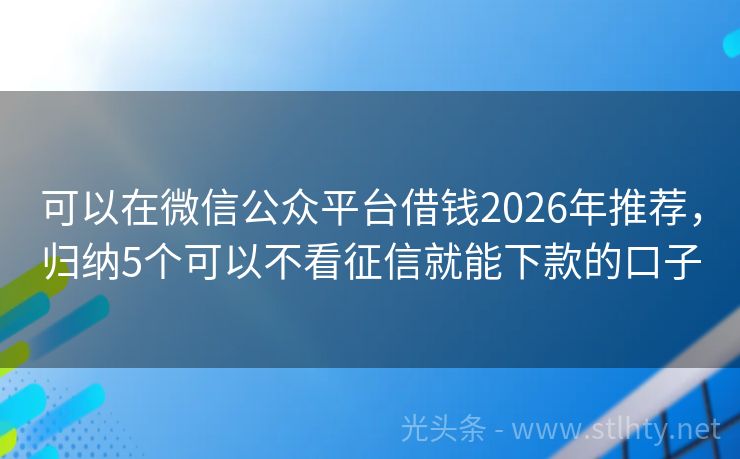 可以在微信公众平台借钱2026年推荐，归纳5个可以不看征信就能下款的口子