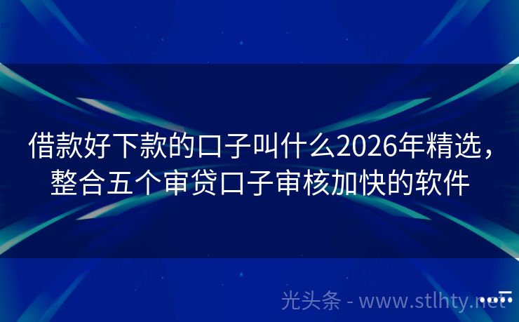 借款好下款的口子叫什么2026年精选，整合五个审贷口子审核加快的软件