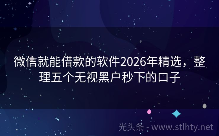 微信就能借款的软件2026年精选，整理五个无视黑户秒下的口子
