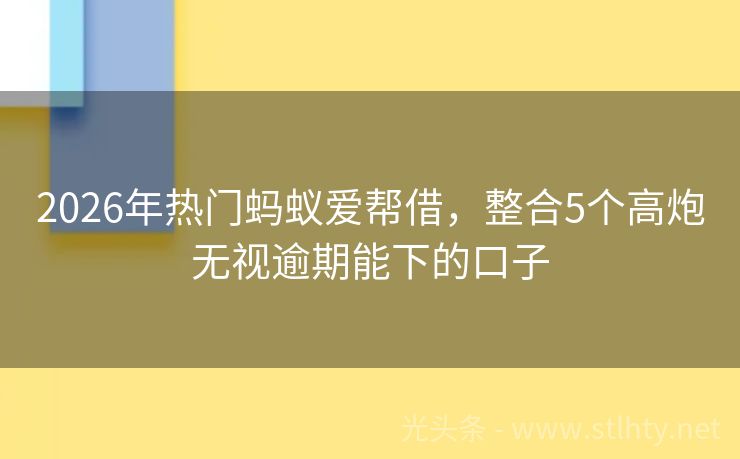 2026年热门蚂蚁爱帮借，整合5个高炮无视逾期能下的口子